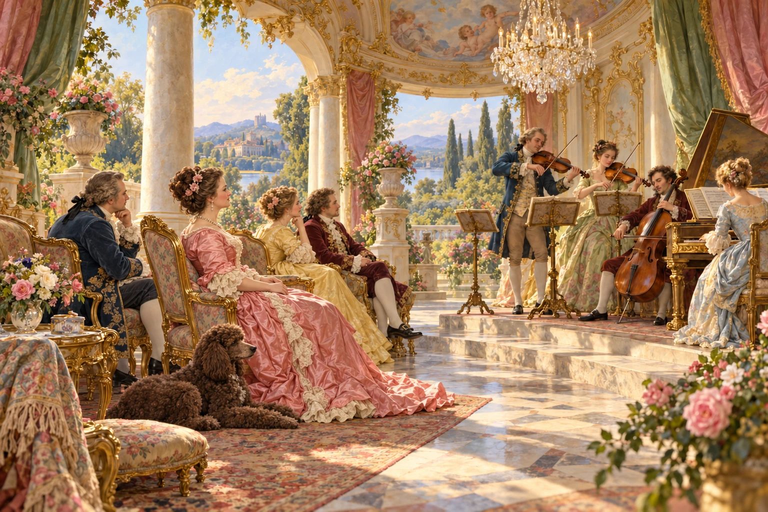 Baroque concert in a sunlit salon