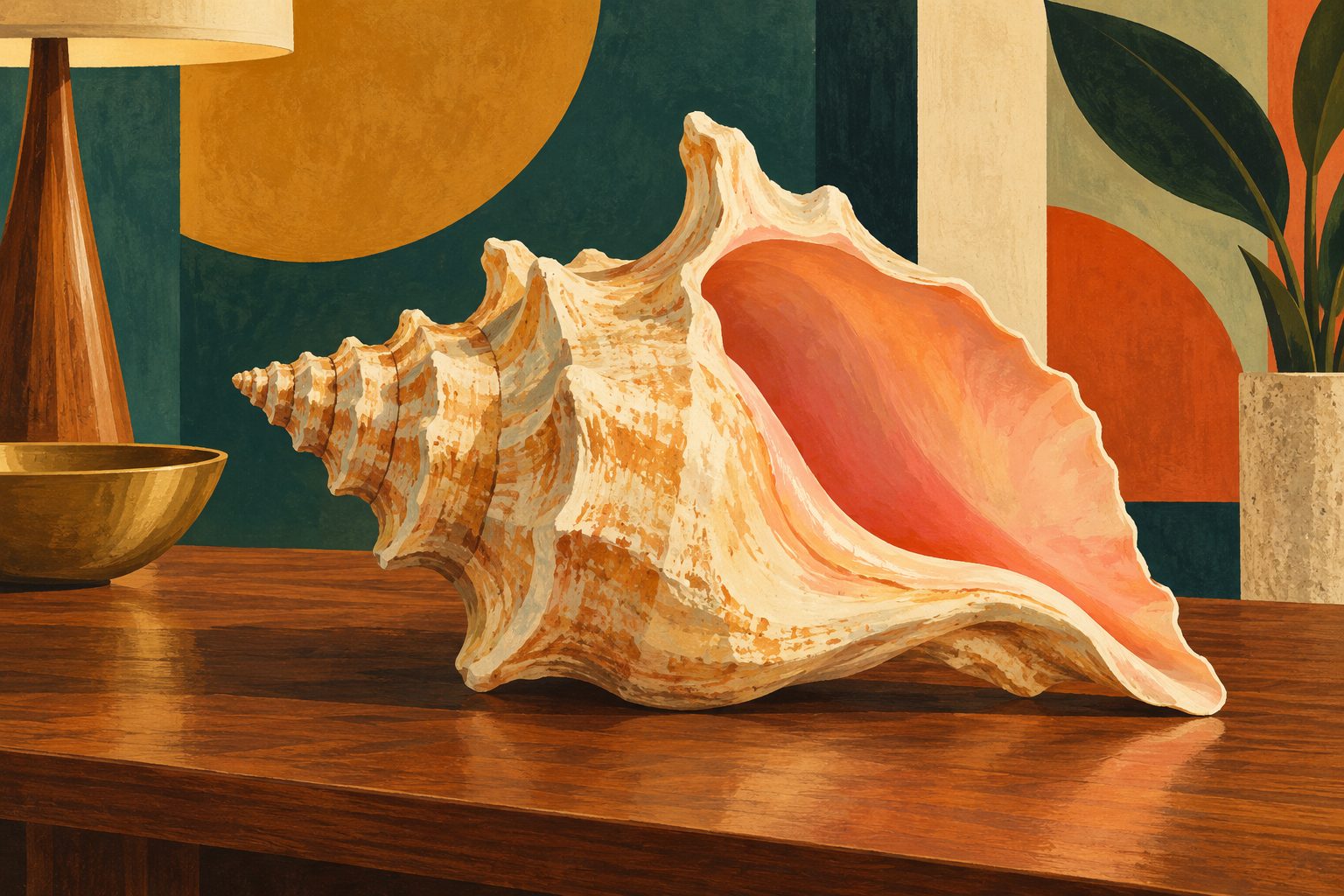 Midcentury modern conch shell